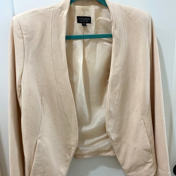 Blush/Light Pink Open Front Blazer by Topshop - Picture 1 of 5
